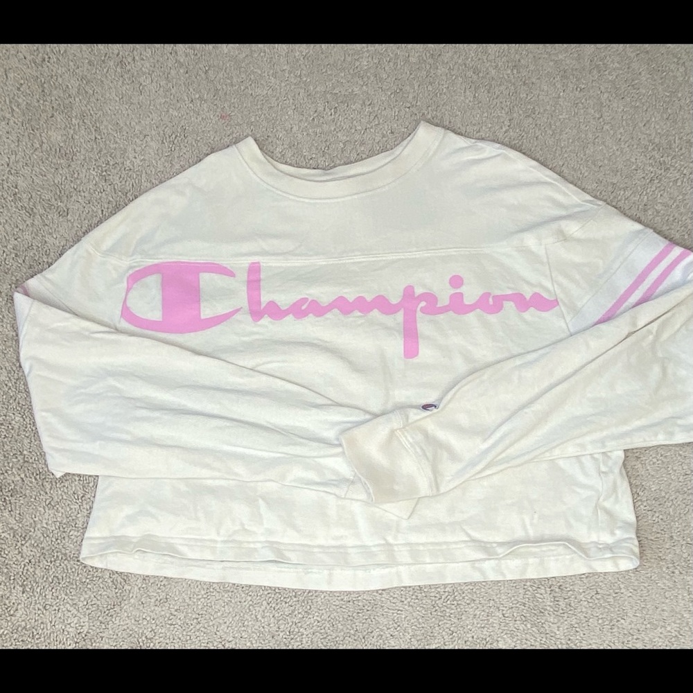 Champion jersey style crop top long sleeve
